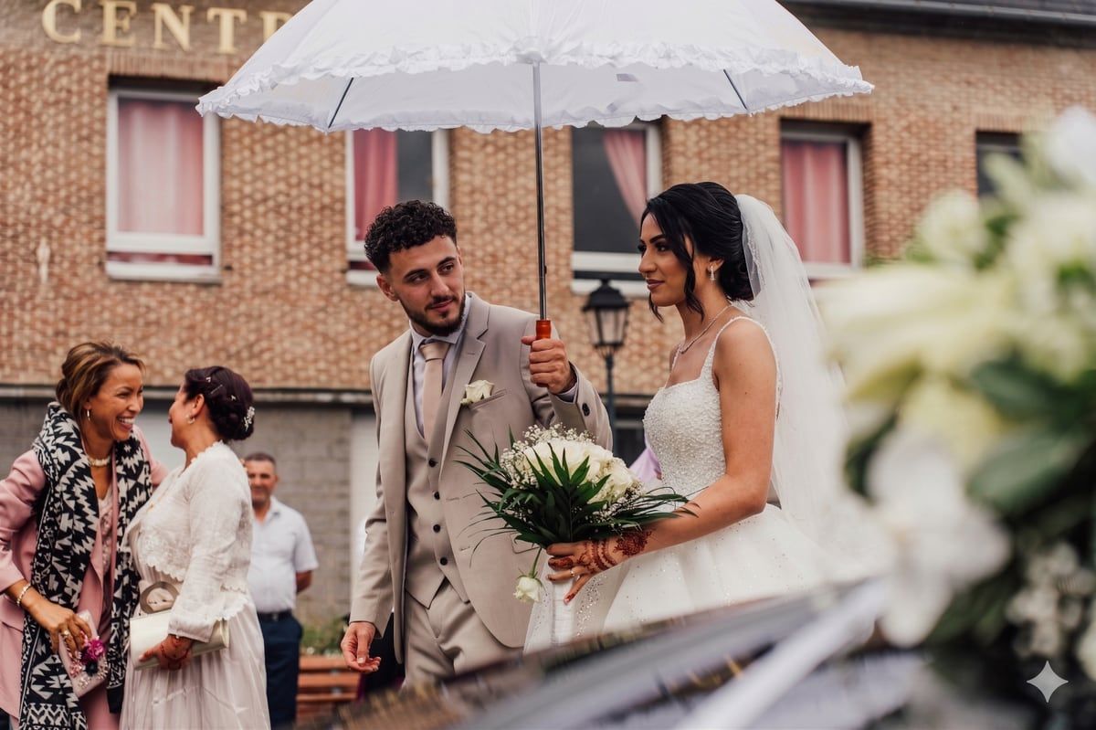 Photographie de mariage en noir et blanc, extraite de nos archives.